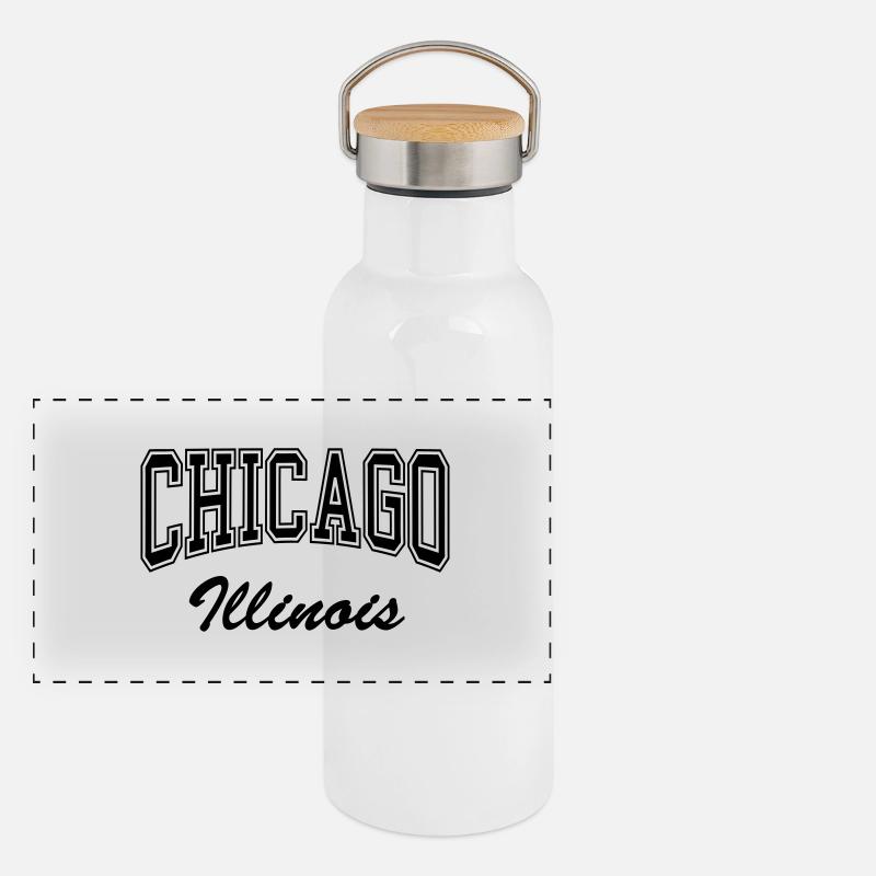 Chicago Illinois Panoramic Thermal Bottle with Bamboo Lid