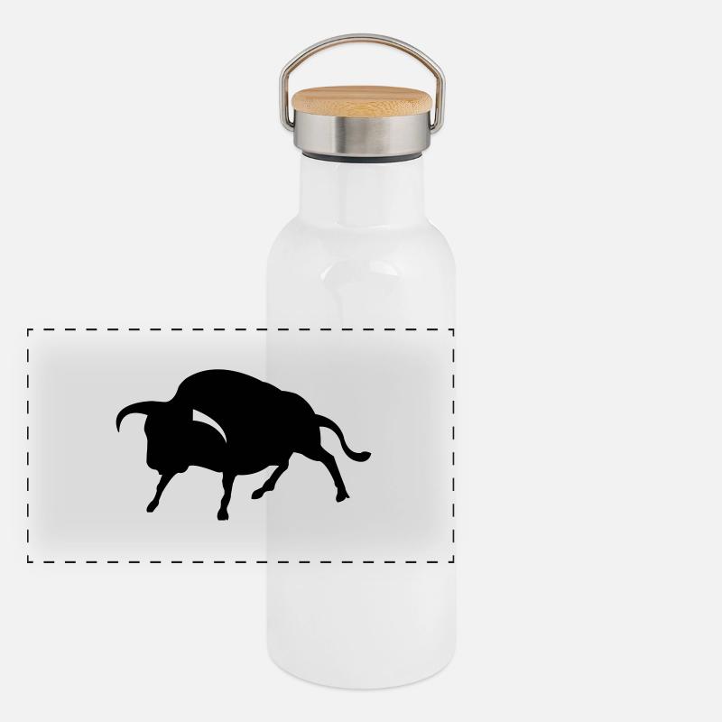 stier Panorama Thermosflasche mit Bambusdeckel