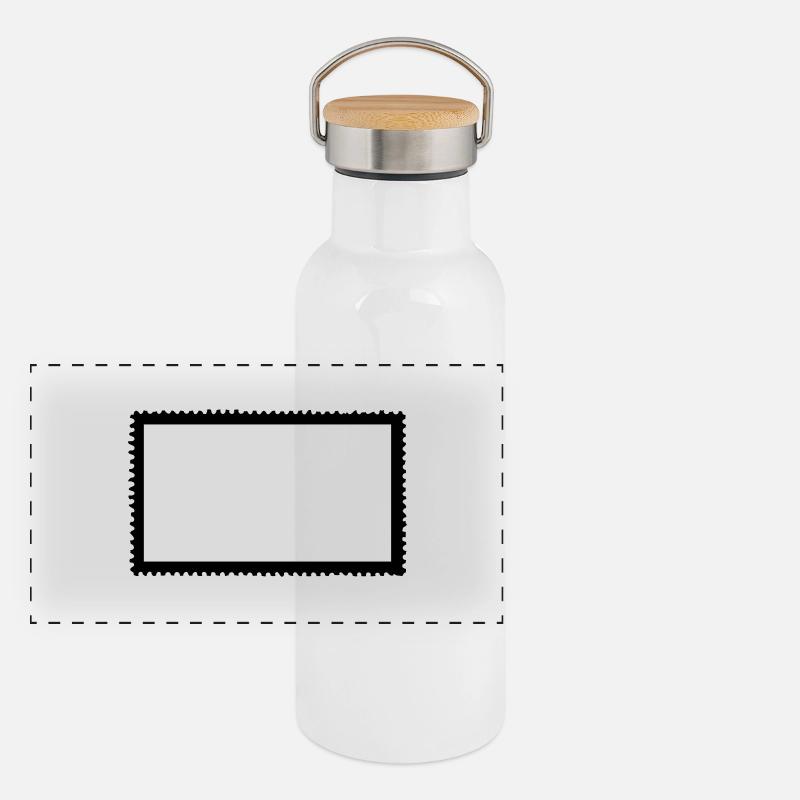 Briefmarke Panorama Thermosflasche mit Bambusdeckel