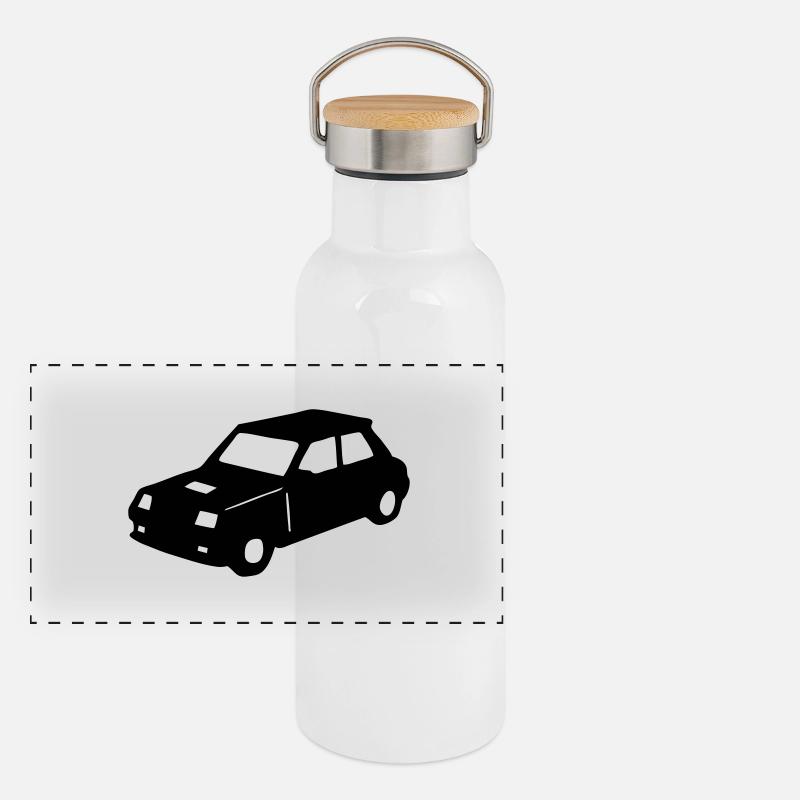 R5 Retro-Oldtimer-Rennwagen Panorama Thermosflasche mit Bambusdeckel