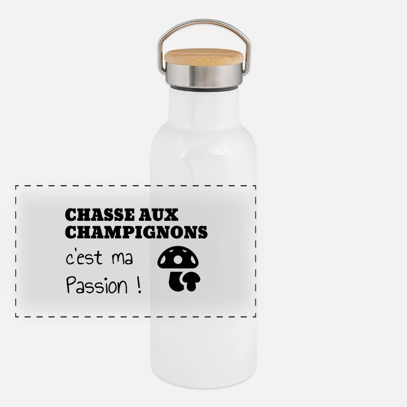 Mushroom / Champignon / Pilz / Picking Panoramic Thermal Bottle with Bamboo Lid