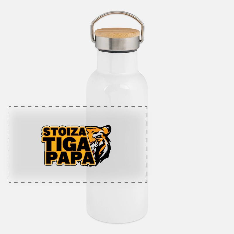 Stoizer Tiga Papa - Panorama Thermosflasche mit Bambusdeckel - Weiß