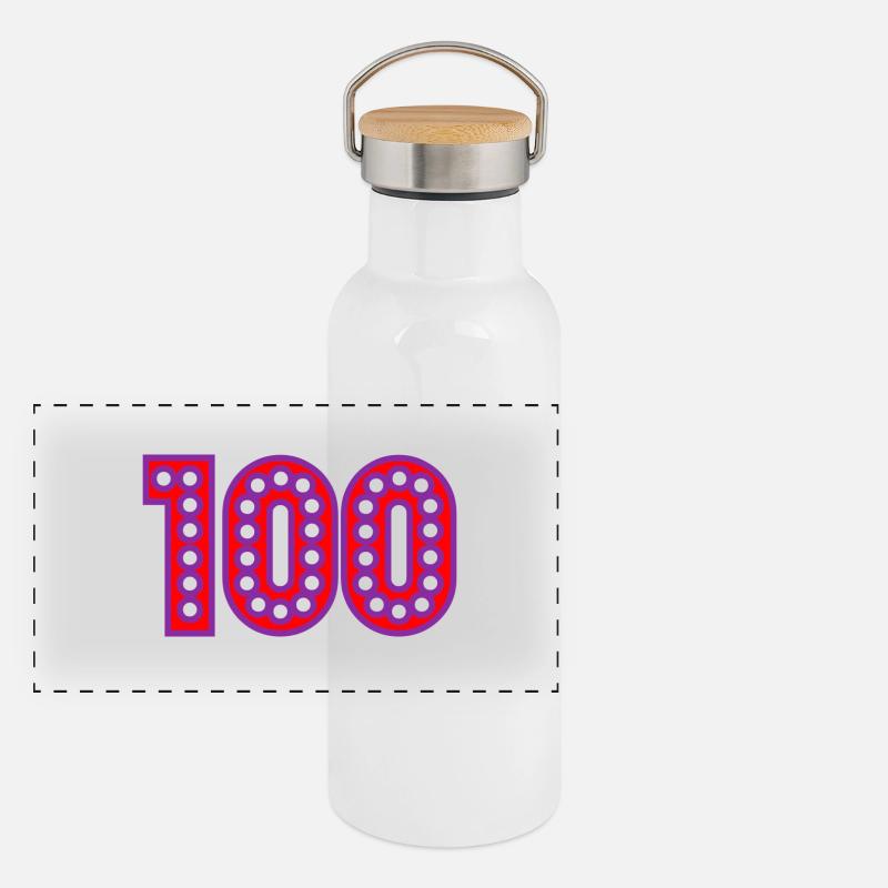 100. 100 ANS. 100e ANNIVERSAIRE. ANNIVERSAIRE 100 Gourde isotherme avec bouchon en bambou