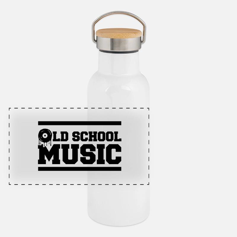Old School Music Panoramic Thermal Bottle with Bamboo Lid