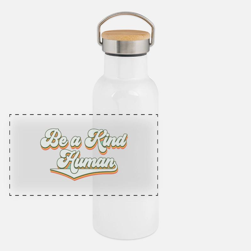 Be a kind human Panorama Thermosflasche mit Bambusdeckel