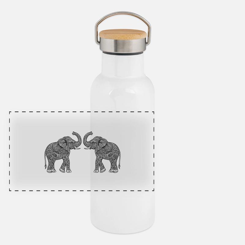 Design Elephants Panoramic Thermal Bottle with Bamboo Lid
