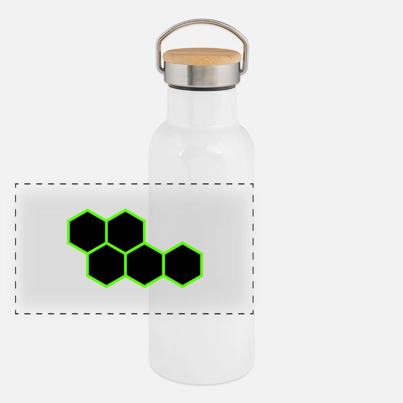 Hexagones Gourde isotherme avec bouchon en bambou