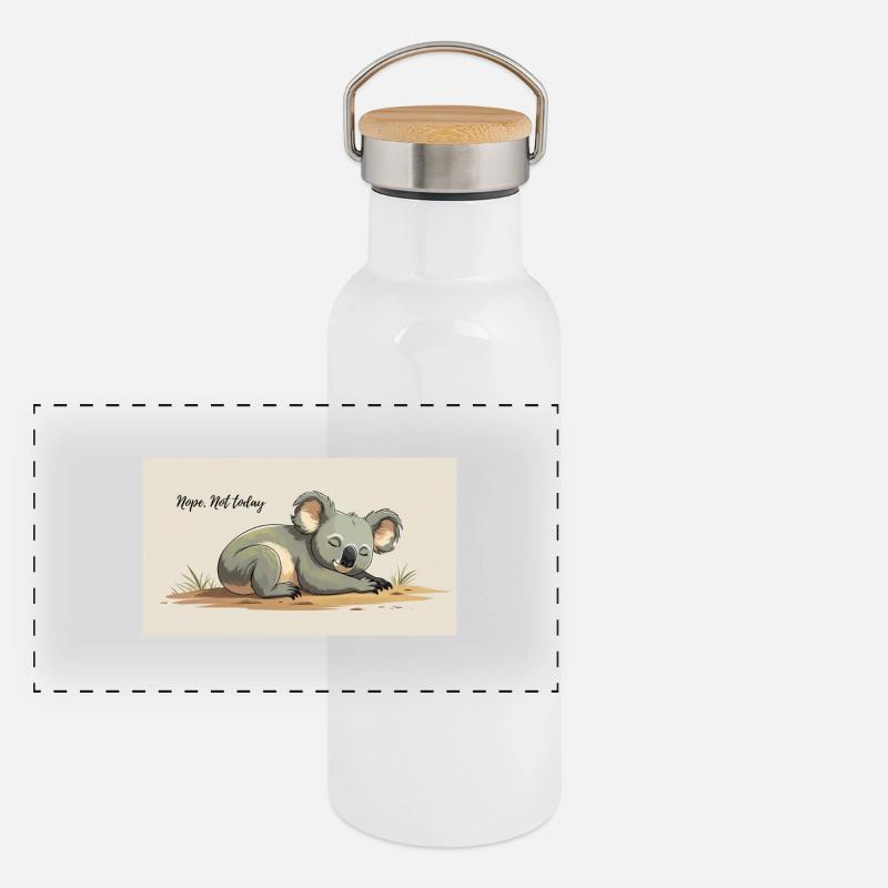 cute sleeping koala with funny saying Panoramic Thermal Bottle with Bamboo Lid