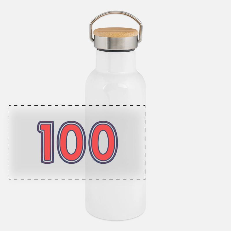 100. 100 ANS. 100e ANNIVERSAIRE Gourde isotherme avec bouchon en bambou