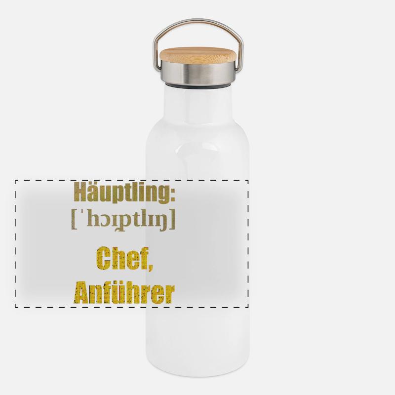 häuptling chef Panorama Thermosflasche mit Bambusdeckel