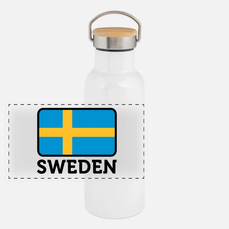 Drapeau national de la Suède Gourde isotherme avec bouchon en bambou