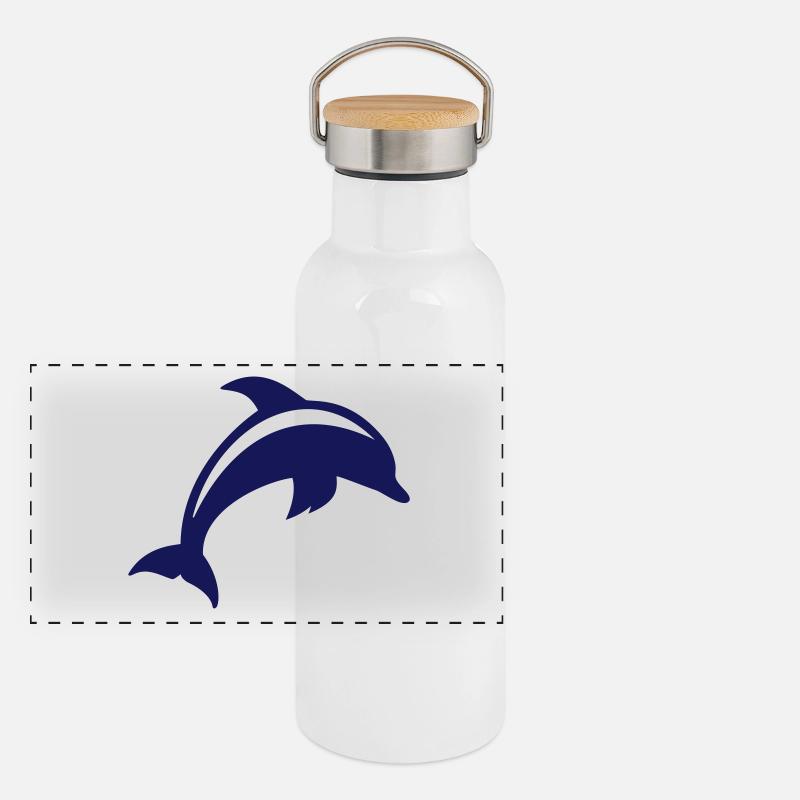 Delfin Panorama Thermosflasche mit Bambusdeckel