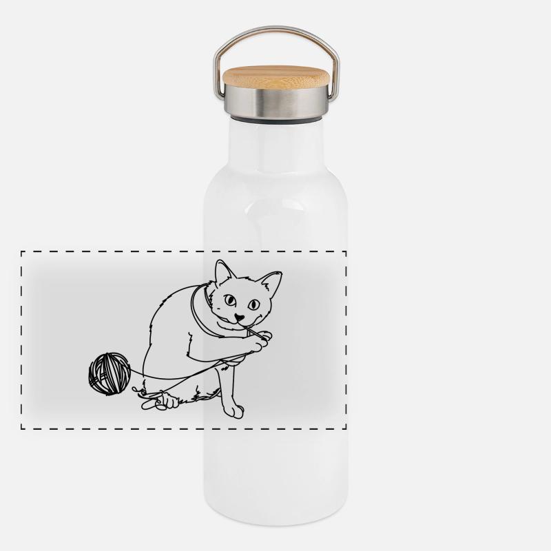 jouer chat Gourde isotherme avec bouchon en bambou