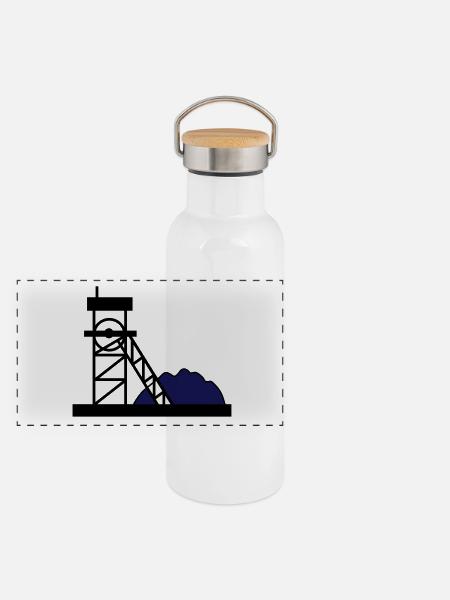 Kohle Bergwerk Mine Geschenkidee Arbeit Hobby - Panorama Thermosflasche mit Bambusdeckel - Weiß - Vorne