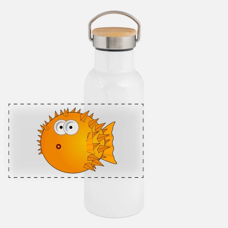 kugelfisch Panorama Thermosflasche mit Bambusdeckel