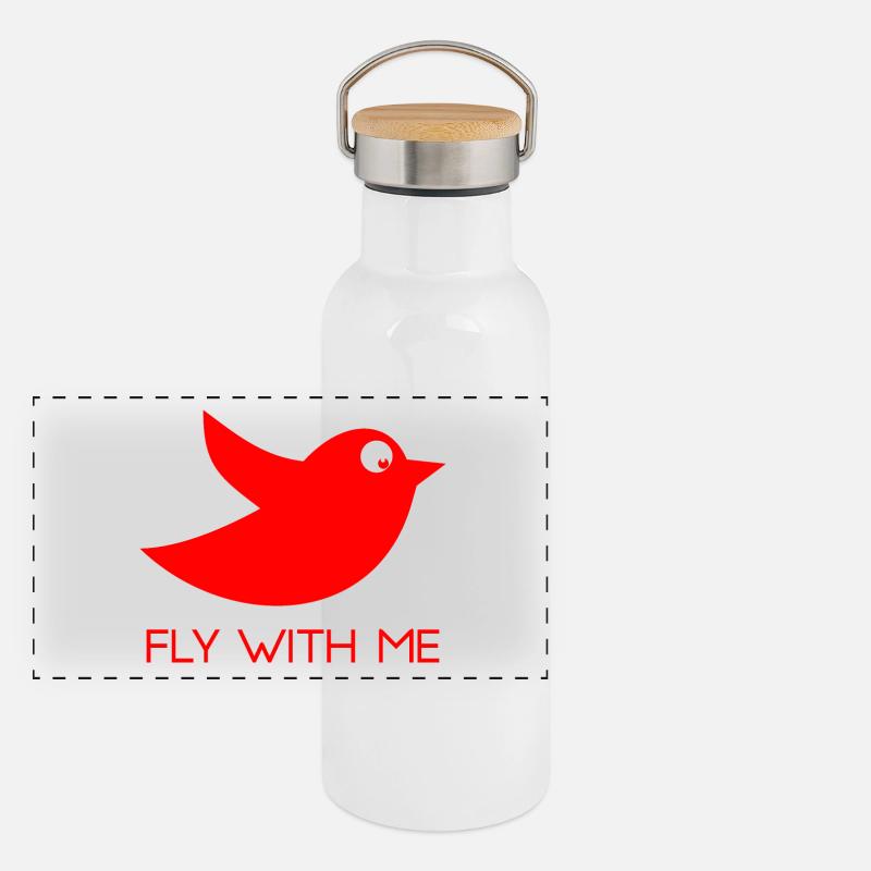 FLY WITH ME Panorama Thermosflasche mit Bambusdeckel