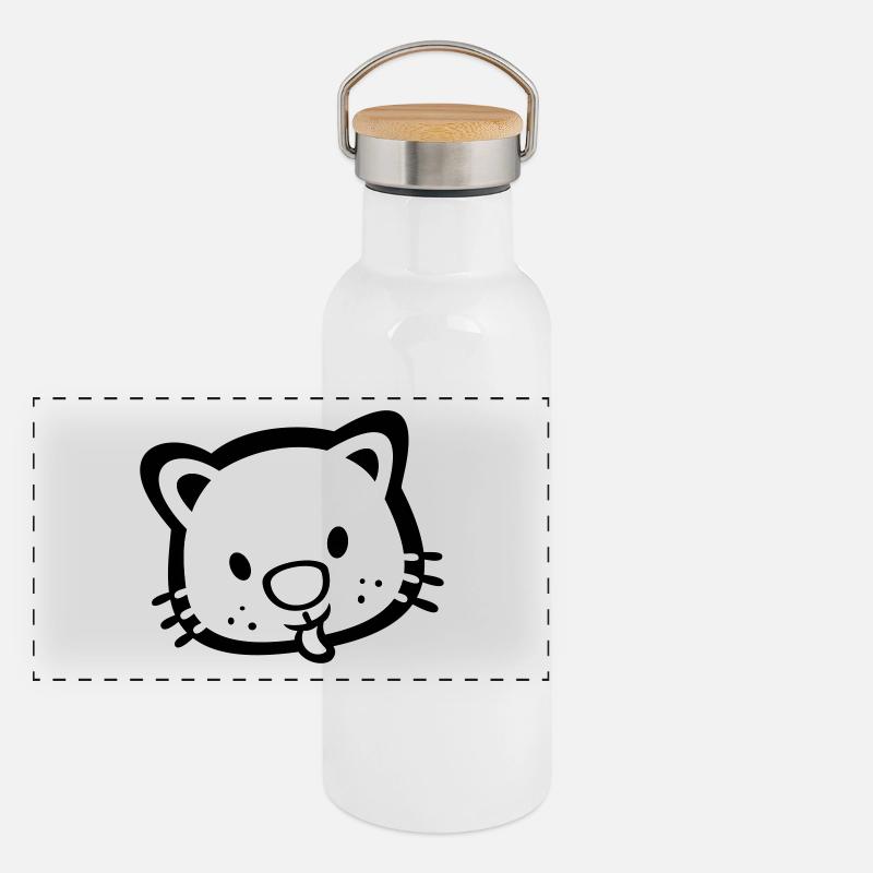 süßes Kätzchen Katze Panorama Thermosflasche mit Bambusdeckel