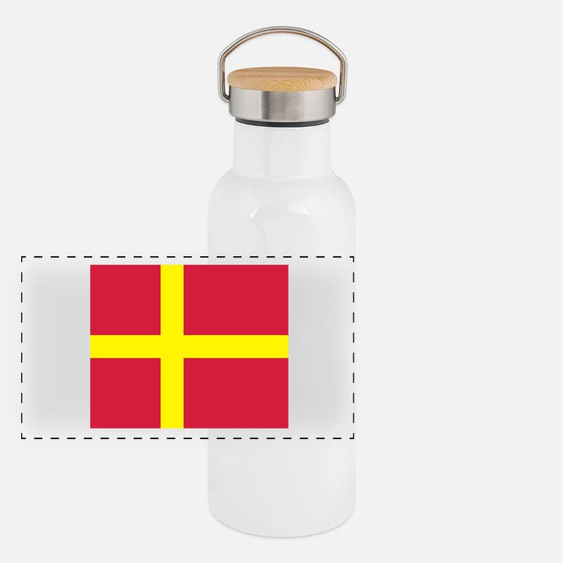 Drapeau de Skane Gourde isotherme avec bouchon en bambou