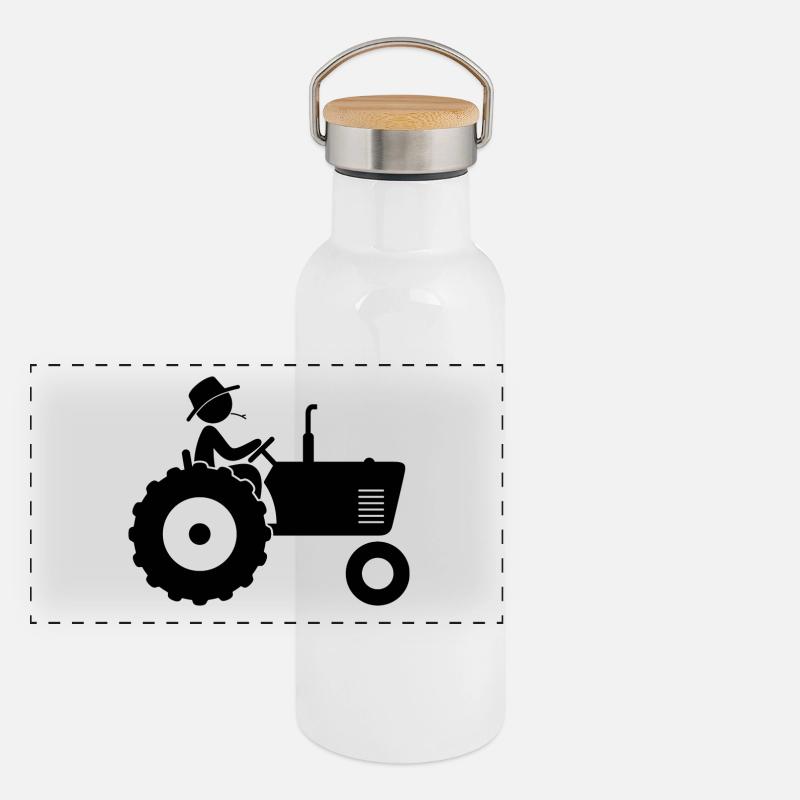 Farmer on tractor Panoramic Thermal Bottle with Bamboo Lid