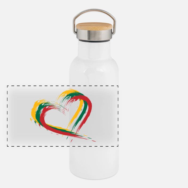 Drapeau brosse coeur de la Lituanie Gourde isotherme avec bouchon en bambou