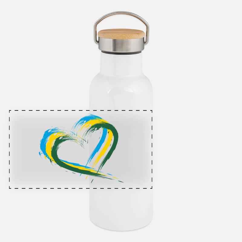 Ruanda Herz Panorama Thermosflasche mit Bambusdeckel