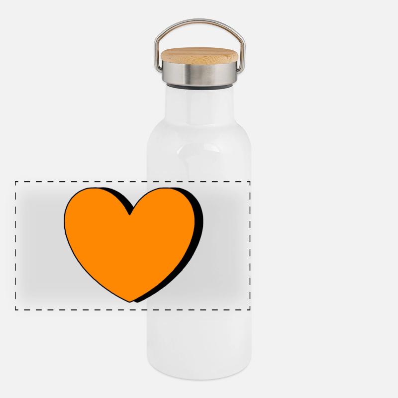 orangenes Herz orangen Valentinstag Panorama Thermosflasche mit Bambusdeckel