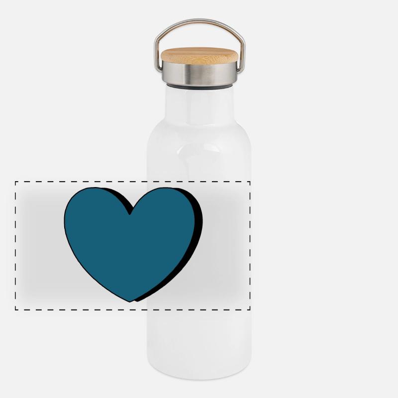 blue heart valentine's day Panoramic Thermal Bottle with Bamboo Lid