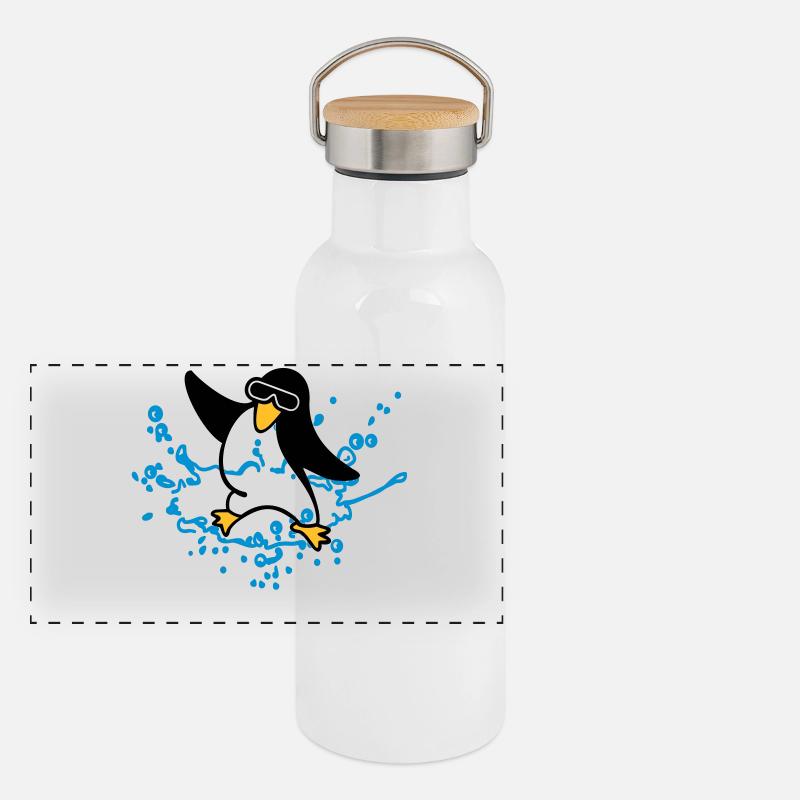 Water splashing / Wasserspritzer (1c) Panoramic Thermal Bottle with Bamboo Lid