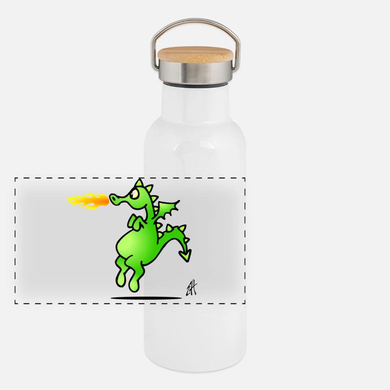 Drachen Panorama Thermosflasche mit Bambusdeckel