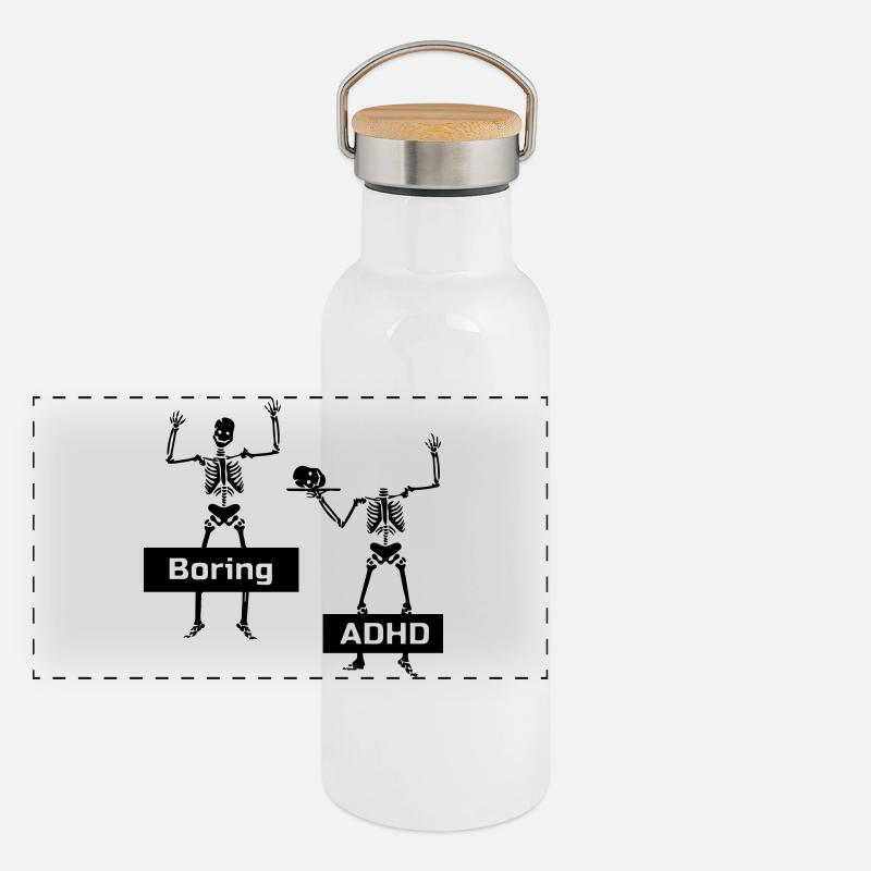 Boring vs ADHD ADHS Spruch Geschenk Panorama Thermosflasche mit Bambusdeckel