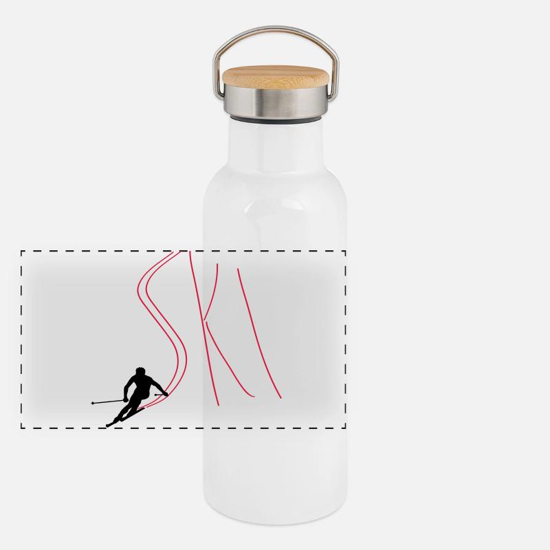 skis Panoramic Thermal Bottle with Bamboo Lid