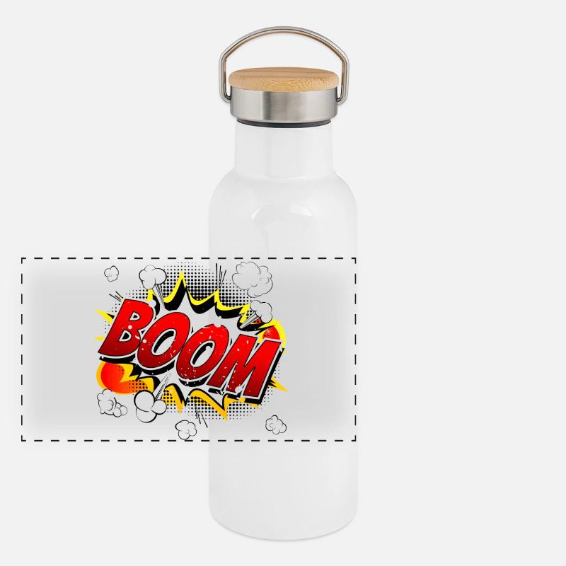 Boom Comic Graphic Gourde isotherme avec bouchon en bambou