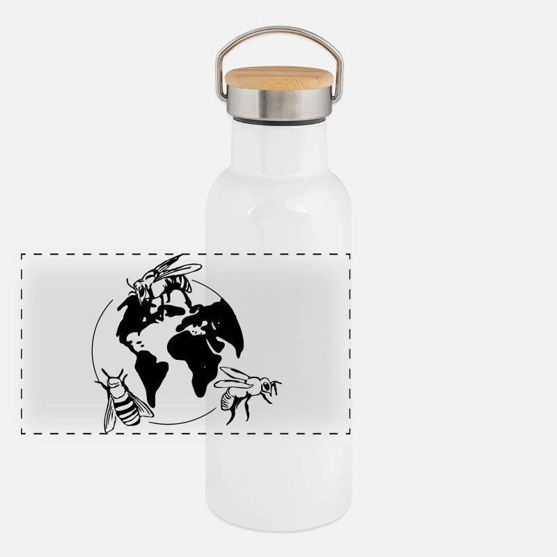 Save the Bees Panorama Thermosflasche mit Bambusdeckel