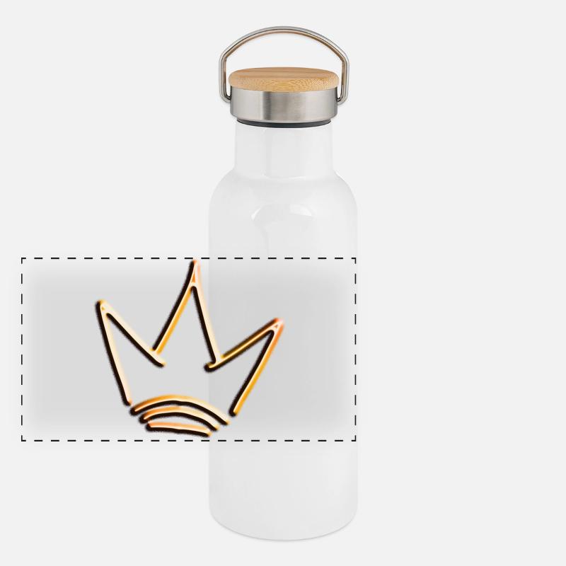 Crown gold red with shadow, simple, isolated - Panoramic Thermal Bottle with Bamboo Lid - white