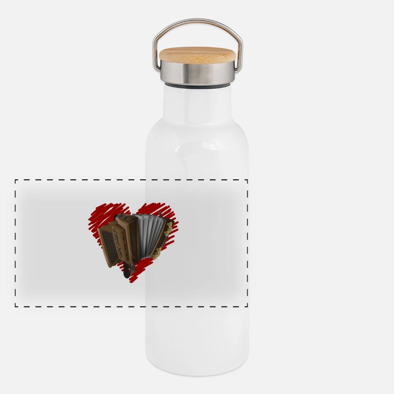 Harmonica Love | ZiachON! - Panoramic Thermal Bottle with Bamboo Lid - white