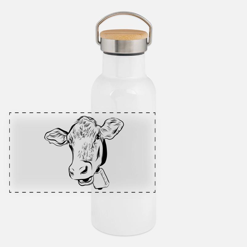 Vache Vaches Gourde isotherme avec bouchon en bambou