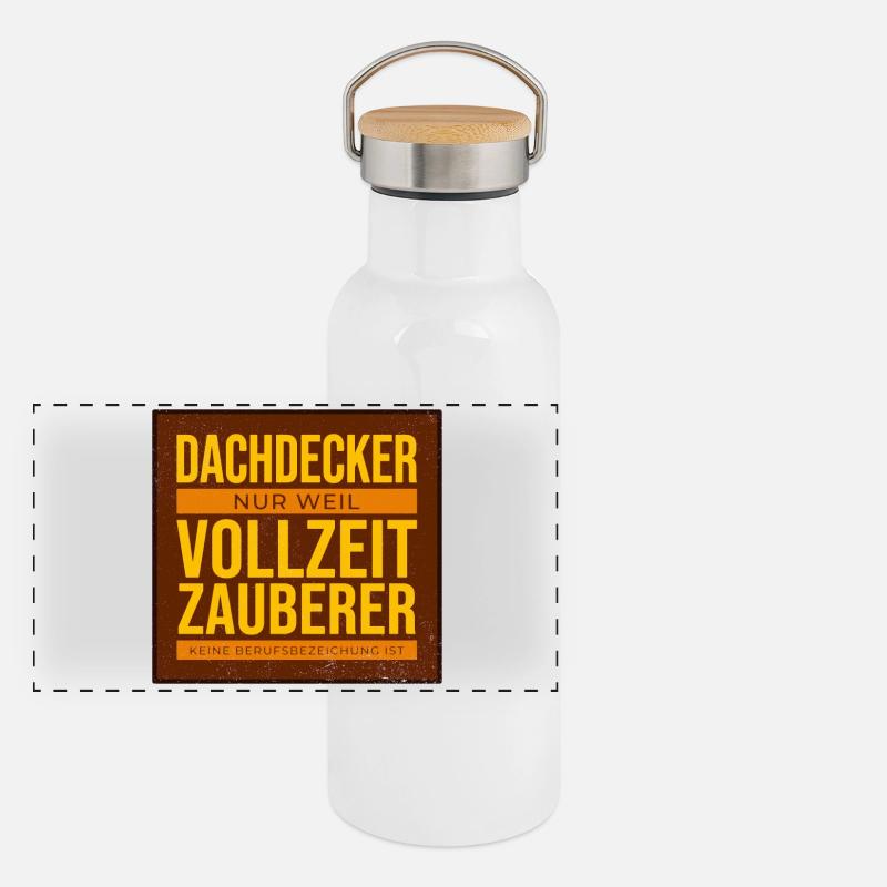 Dachdecker VollzeitZauberer Humor Panorama Thermosflasche mit Bambusdeckel