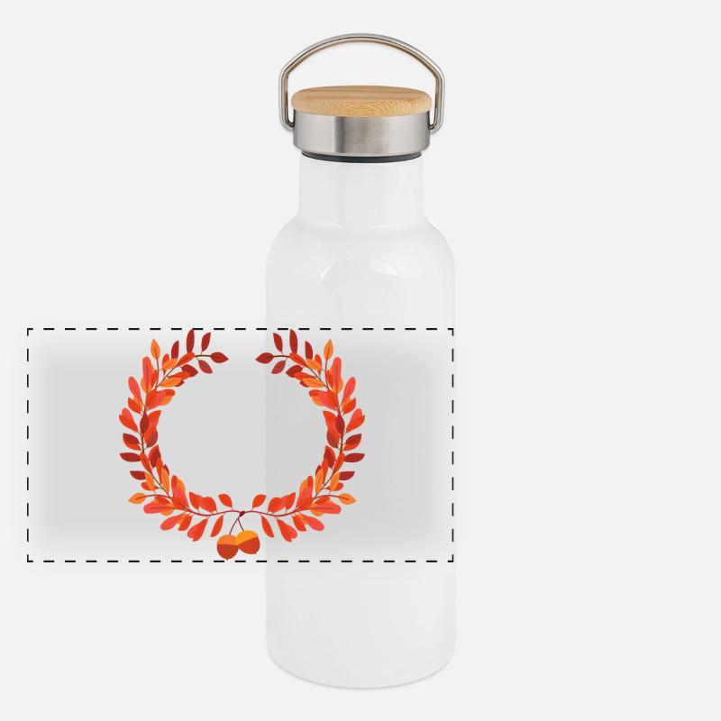 Feuilles d’automne entourées de glands Gourde isotherme avec bouchon en bambou