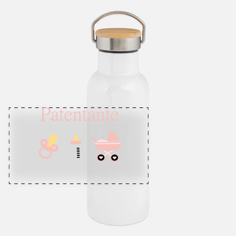 Patentante Geburt Mädchen Taufe Panorama Thermosflasche mit Bambusdeckel