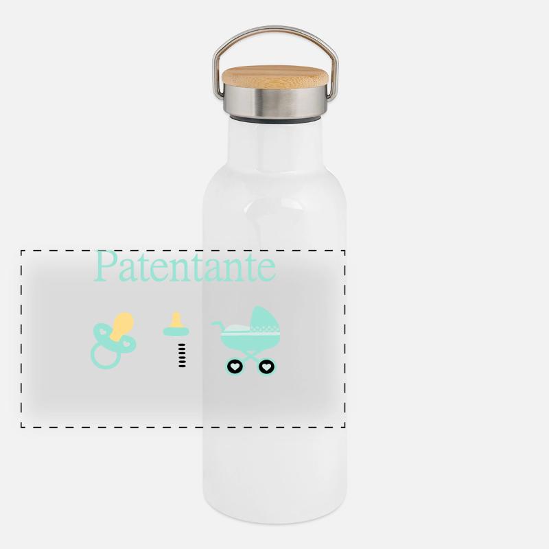 Patentante Taufe Geburt Junge Panorama Thermosflasche mit Bambusdeckel