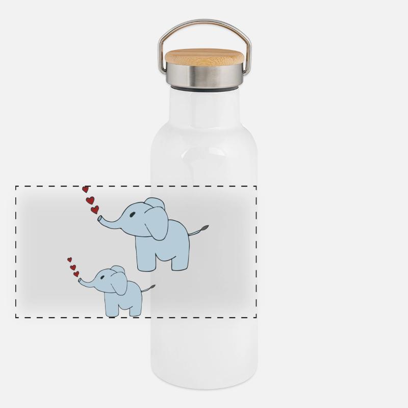 Elephants father and son Panoramic Thermal Bottle with Bamboo Lid