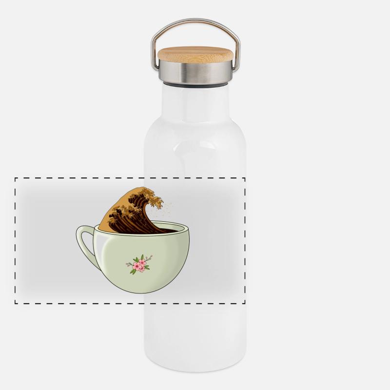 La grande vague de caféine Gourde isotherme avec bouchon en bambou