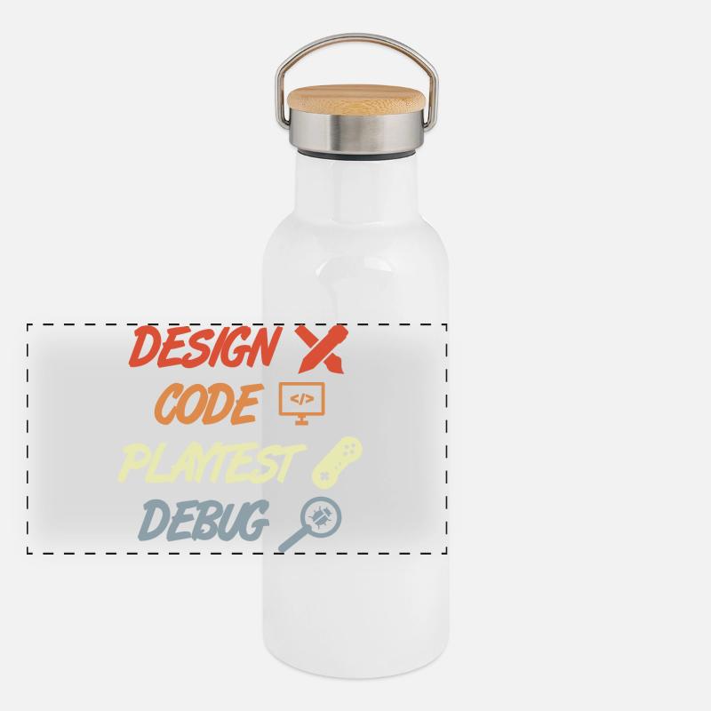 Spielentwicklung Prozess Panorama Thermosflasche mit Bambusdeckel