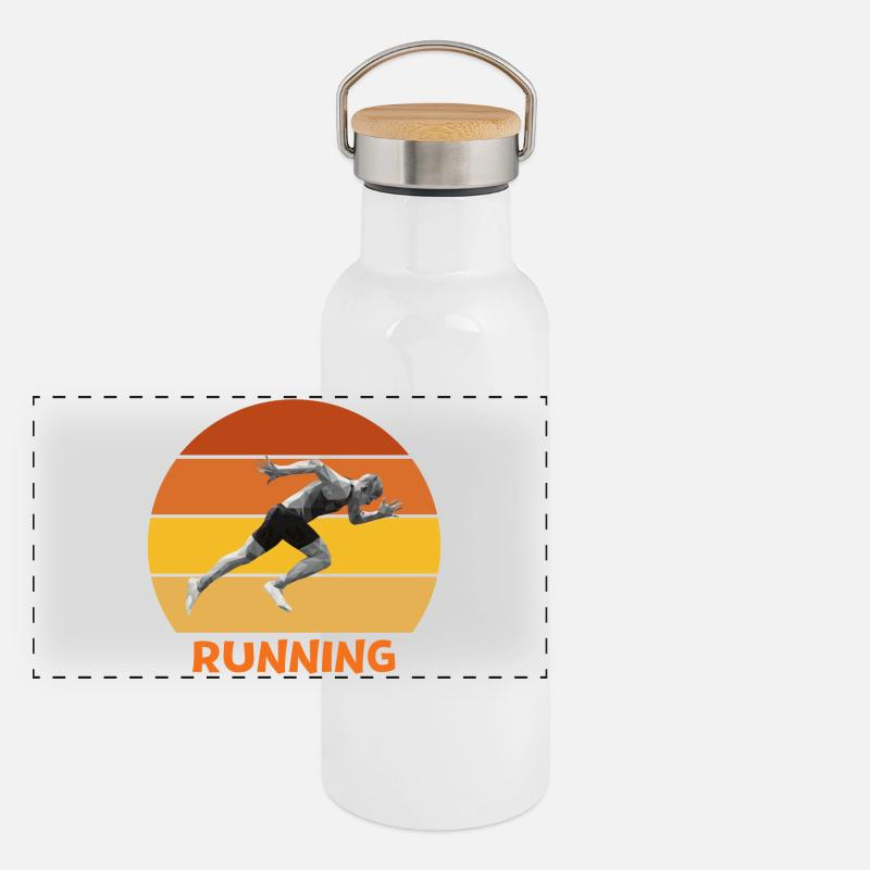 athletics, sprint, running Panoramic Thermal Bottle with Bamboo Lid