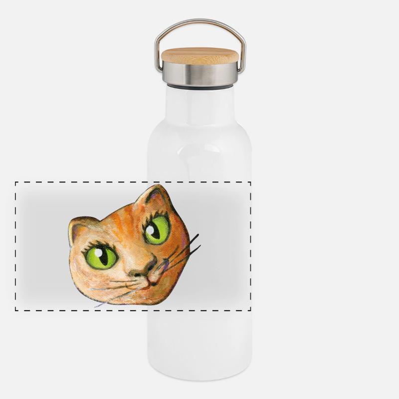 Chat Peinture Tête De Chat Tête De Chat Fan Chat Amour Chat Gourde isotherme avec bouchon en bambou