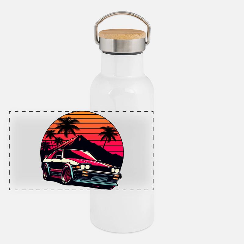JDM car Japanese Retro Car Racing Drifting Legend Panoramic Thermal Bottle with Bamboo Lid