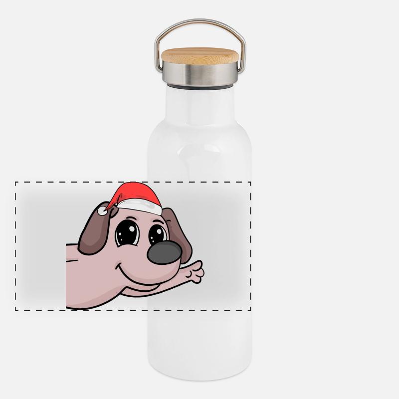 Chien Chiens de Noël Gourde isotherme avec bouchon en bambou