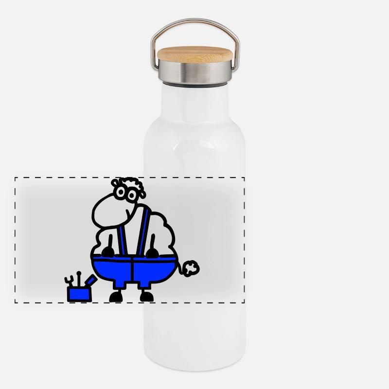 Handwerkerschaf, Held der Arbeit Panorama Thermosflasche mit Bambusdeckel