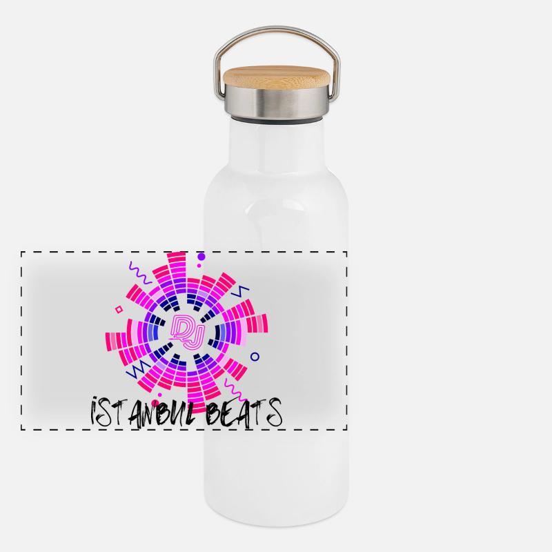 Disco néon DJ cercle design Gourde isotherme avec bouchon en bambou