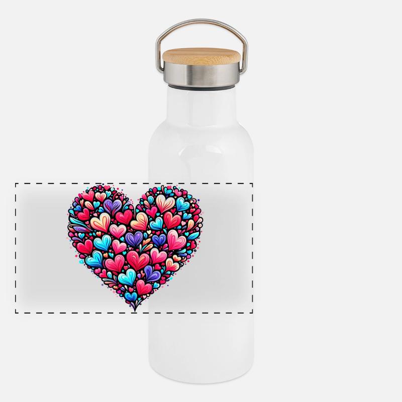 Colorful Heart Panoramic Thermal Bottle with Bamboo Lid